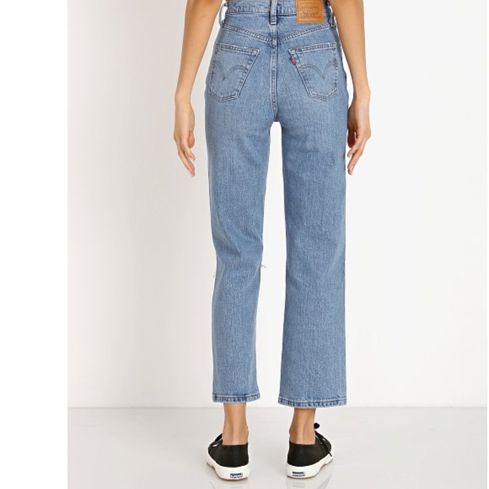 Levi's Ribcage Straight High Rise Light Wash Haters Gonna Hate Jeans 26 - Picture 2 of 10